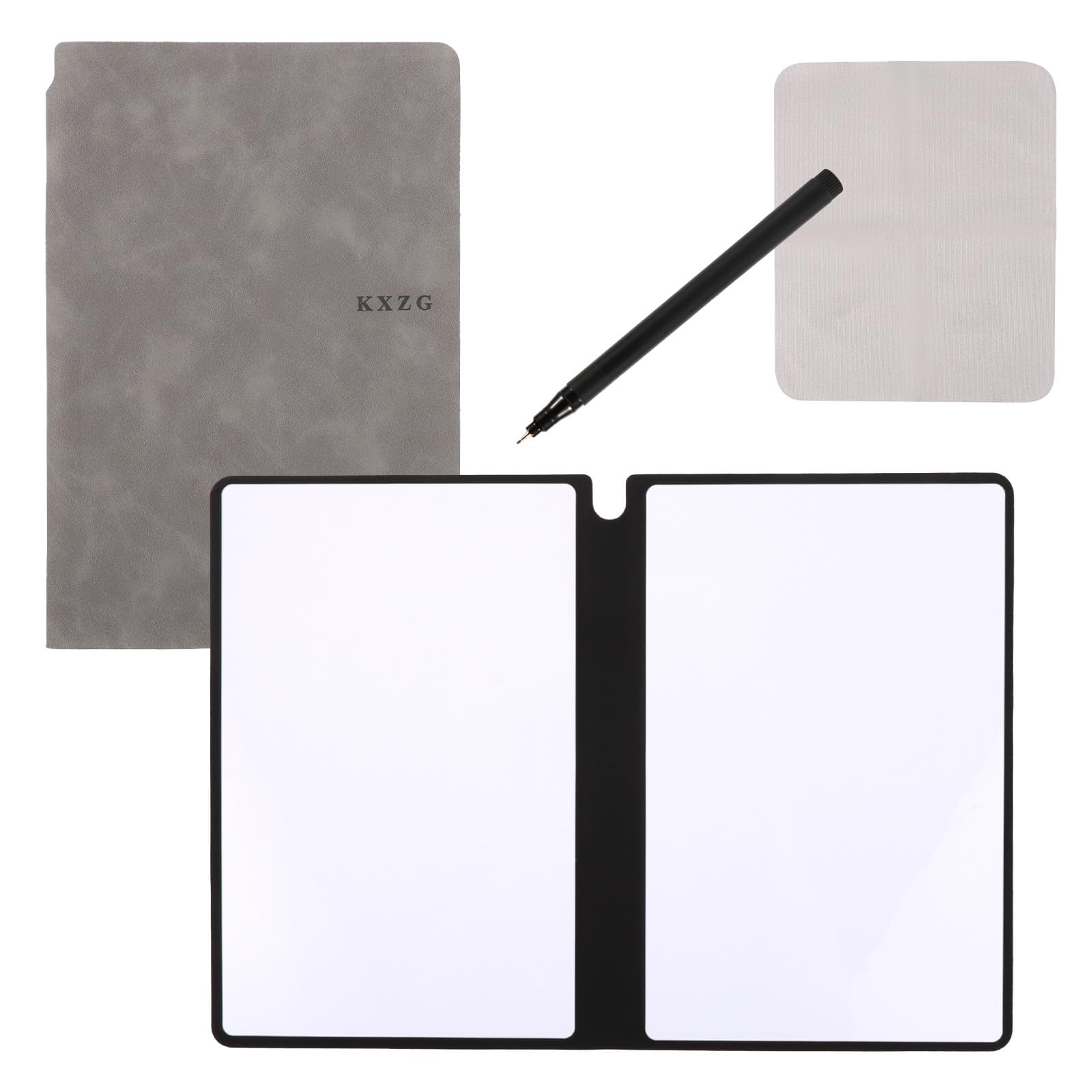 Portable A5 Dry Erase Notebook, 9.4x6.5 Inch Reusable Dry Erase Notebook Erasable Notebook Whiteboard Notebook for Business Home Office (Grey)