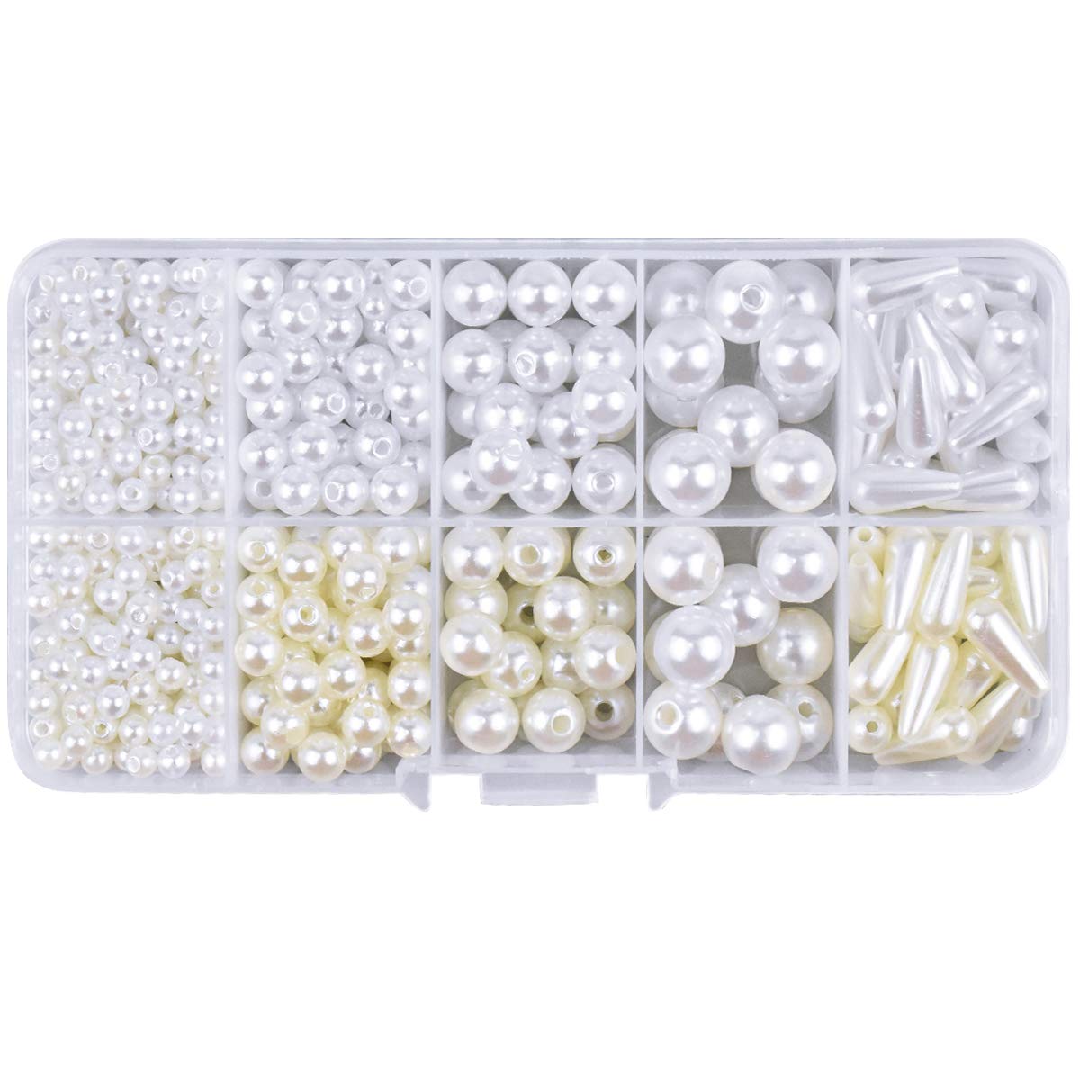 Kissral 644pcs Beads for Jewellery Making Pearls for Crafting Charms Different Size Bead Assortments with Holes Crafts Accessories for DIY Necklace Bracelet Brooch Decorations with Storage Box