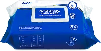 Clinell Antimicrobial Hand Wipes 200 Wipes Alcohol Free Dermatologically Tested