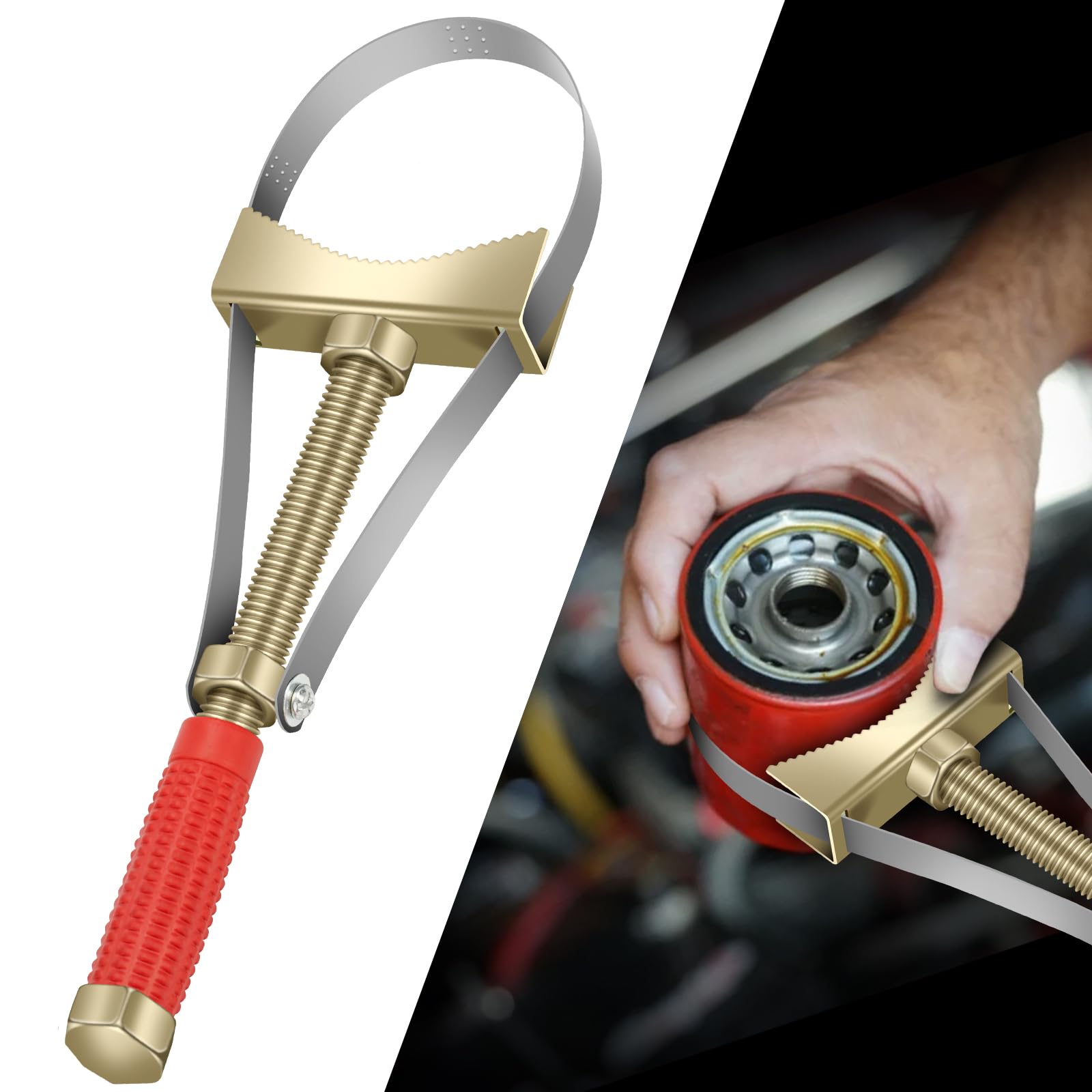 Photo 1 of DZGKGM Heavy Oil Filter Wrenches, Strap Wrench, Adjustable Oil Filter Wrench Removal Tool for Trucks Excavators -Adjustable Strap 9-15 cm Diameter