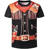WENSIVIA Kid Boys Halloween T-Shirts Pirate Cowboy Short Sleeve Graphic Tee