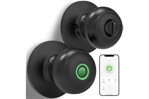 GeekTale Fingerprint Door Knob Lock for Bedroom Basement Garage Office with App, Smart Knob,Biometric Thumbprint Fingerprint Door Lock, Entry Private Passage Mode 3in1