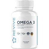 Revive MD Omega 3 Fish Oil Supplements for Men & Women – Softgels with EPA & DHA Fatty Acids for Healthy Skin & Joints, Heart & Brain Support – Vegan-Friendly, Gluten-Free (120 Softgels)