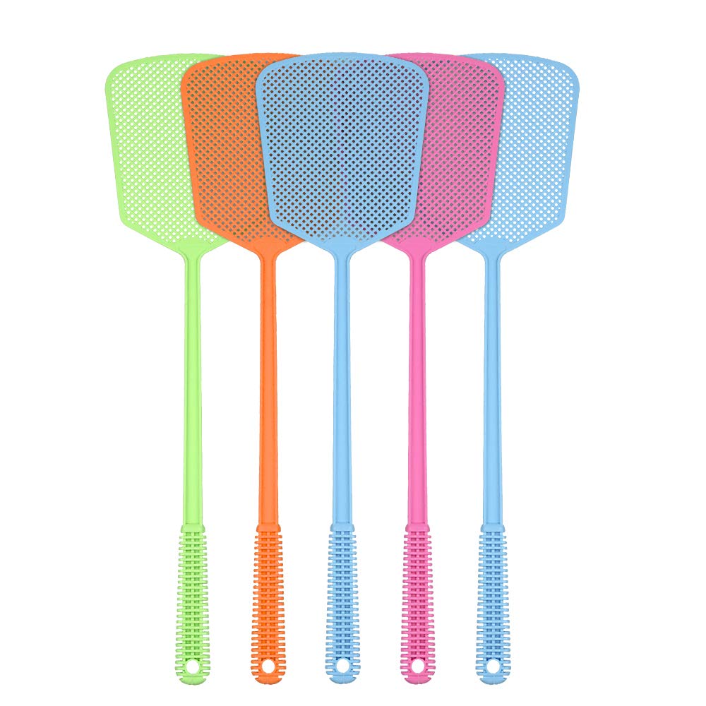 Fly Swatter, 5 Pack Fly Swat Insect Mosquito Wasp Pest Control with Strong Handle Heavy Duty, Multi Pack Plastic Manual fly Swatters