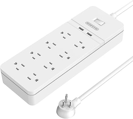 Ntonpower 8 Outlets Power Strip With 2 Usb Ports Overload Switch Wall Mount Surge Protector With