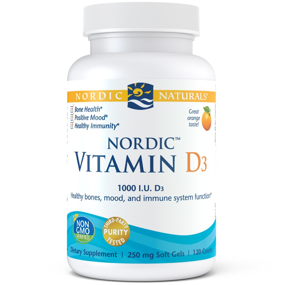 Nordic Naturals Vitamin D3 - Daily Dose of Vitamin D3 For Bone Health, Orange, 120 Soft Gels 250 mg