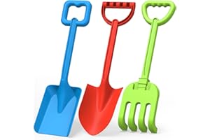 16'' Kids Beach Shovels Set, Sand Shovels, Garden Tool Beach Spade Rake for Summer Travel, Plastic Sand Toys for Digging Gard