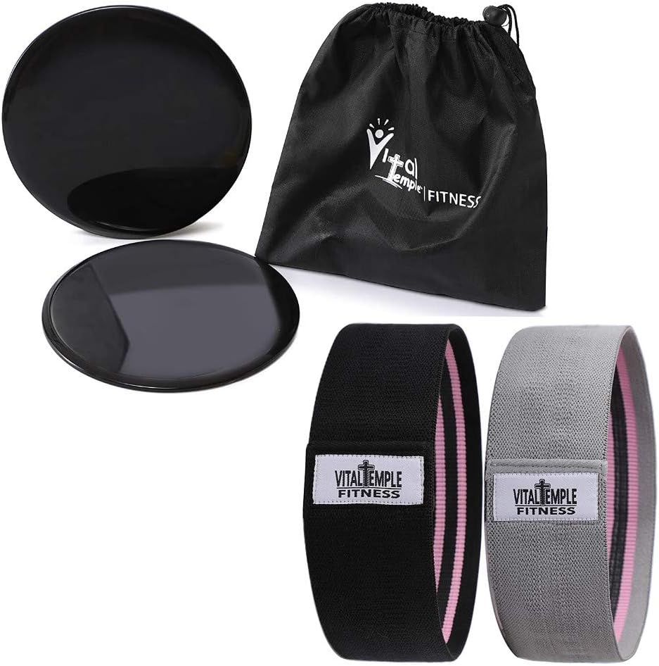 VitalTemple Premium Resistance Bands Set - Exercise Fitness Kit for Home Workouts of Abdominal, Booty and Leg Strength (Premium Fabric)