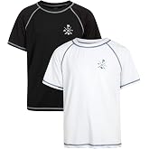 Quad Seven Boys 2 Pack Short Sleeve Rash Guard Swim Shirt (2T-18) | UPF Quick-Dry Stretch Fabric Blocks Harmful Rays, Lightweight Beach and Pool Comfort for Water Play and Surf