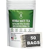 Herbal Hermit Yerba Mate herbal-teas with 50 tea bags Natural Yerba Matte Rich in Chlorophyll, Made in USA