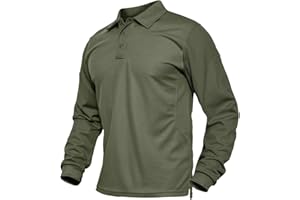 BIYLACLESEN Men's Jersey Golf Polo Shirts Outdoor Pique Performance Tactical Military Long Sleeve Shirts