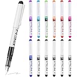 EEOYU 12 Pieces Disposable Fountain Pens, Smooth-Writing Office Supplies for Sketching, Journaling, Calligraphy, Doodling and