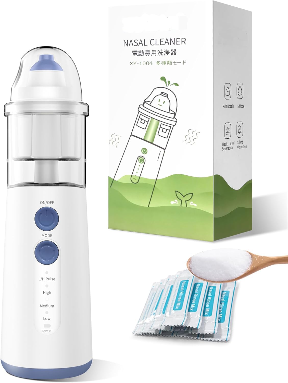 Minidiva Multi-Mode Nasal Cleaner for Sinus Relief, Cordless Sinus Rinse Kit, Portable Nasal Irrigation System for Home and Travel, Electric Neti Pot Nasal Irrigator(Blue 1)