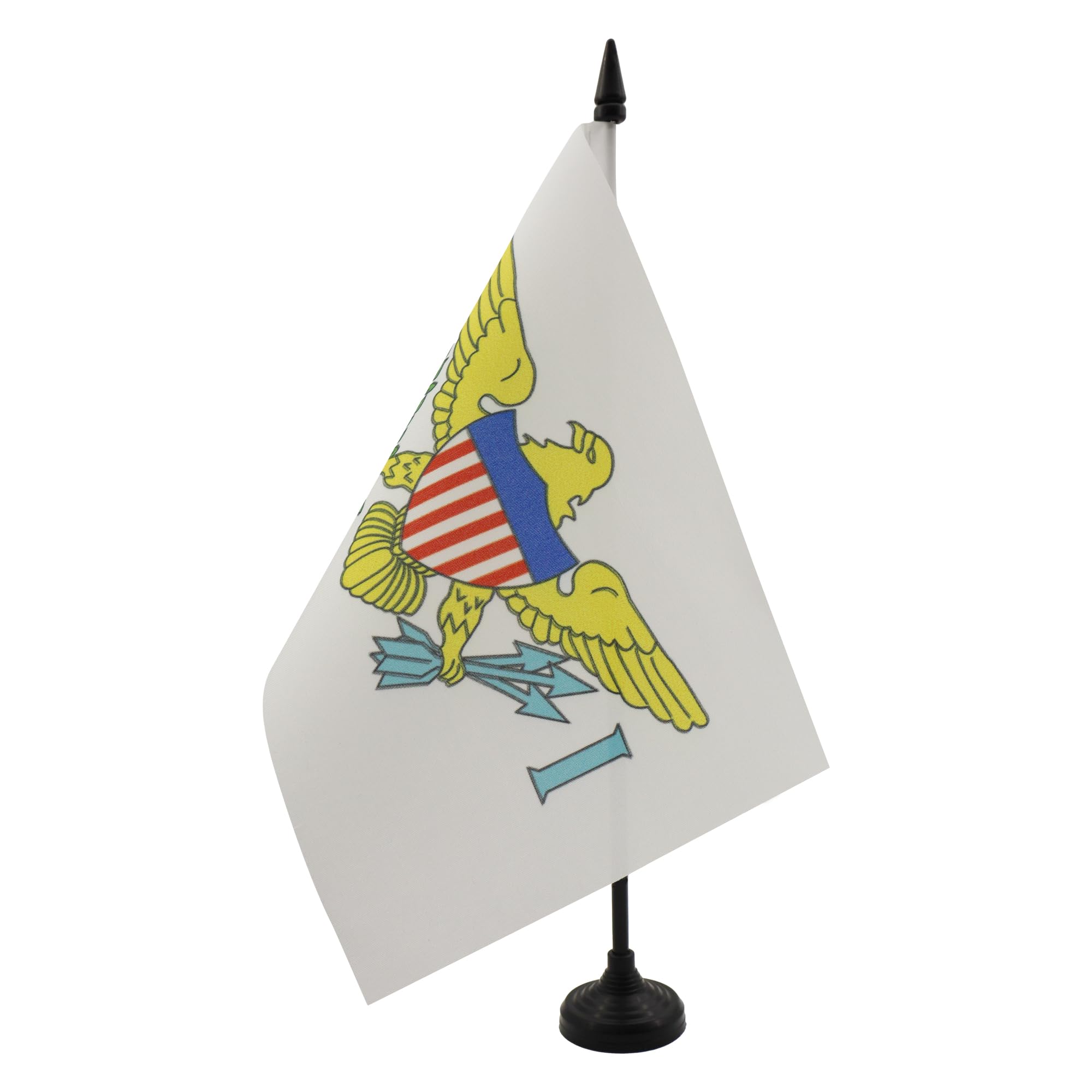 AZ FLAG Virgin Islands of the United States Table Flag 5'' x 8'' - Virgin Islander Office Decoration 100% Polyester 21 x 14 cm - Mini Desk Flag with Pole and Black Plastic Base