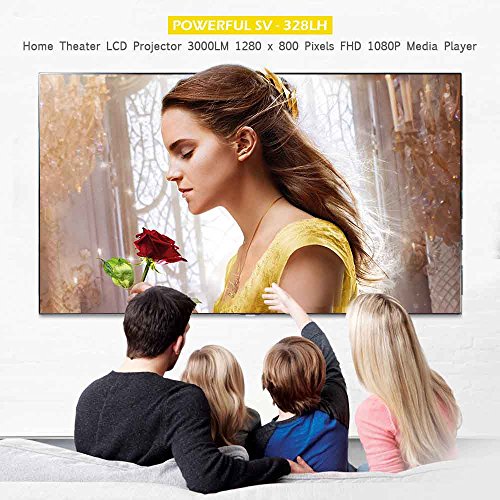 GBTIGER 3000 Lumens 1280x800P LED Video Projector Multimedia Home Theater Movie Projectors Support HD 1080P HDMI VGA AV USB for Home Cinema TV Laptop Games