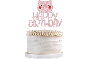 QERTESL Pig Cake Topper，Happy Birthday logo Cake Decoration，Farm Animal Themed Cake Toppers，Baby Shower Cake Decorating, Birthday Party Cake Decorating Supplies for Boys & Girls