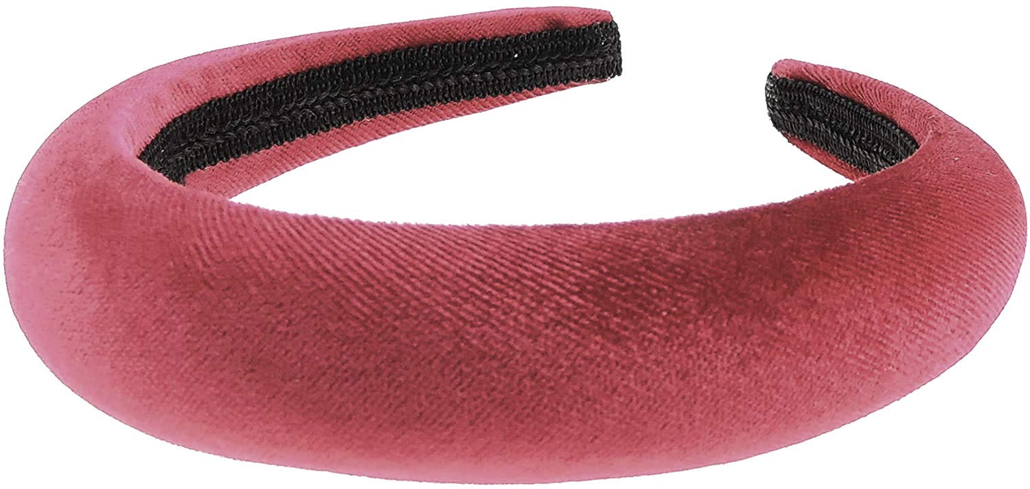 Womens Luxury Bump Padded Puffy Velvet Headband Winter Evening Wedding Party Birthday Bridal Christmas Birthday Bridesmaid Alice Band Hair Accessories Hairband, Gift Idea (Burgundy, Bump)