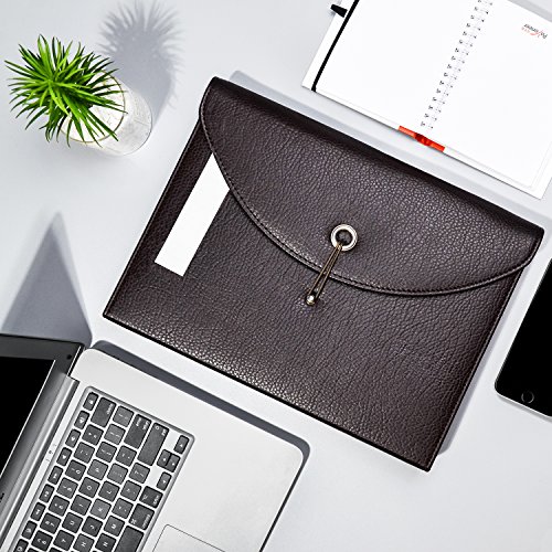 FHEAL Expanding File Folders PU Leather 13 Pockets Jackets A4 Letter Size Accordion Business File Organizer Professional Organizer Document with Tab (Brown)