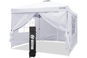 OUTFINE Canopy 10'x10' Pop Up Commercial Instant Gazebo Tent, Fully Waterproof, Outdoor Party Canopies with 4 Removable Sidewalls, Stakes x8, Ropes x4 (White, 10 * 10FT)