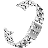 YISIWERA 20mm 22mm Stainless Steel Curved End Watch Band Replacement Double FlipLock Buckle Metal Watch Strap Bracelet for Men Women 3 Flat-Tone Silver