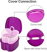DDSHUN Denture Bath Case Purple Plastic Retainer Box with Filter view 2