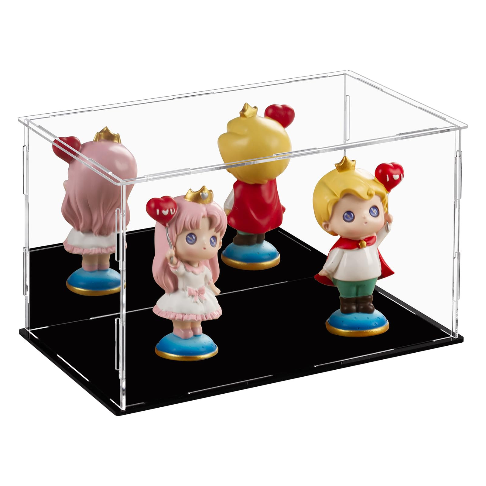 Dezzer Acrylic Display Case Box with Black Base, Assemble Countertop Clear Acrylic Dustproof Protection Showcase for Action Figures Toys, Collectibles, Home Storage (25x15x15cm)