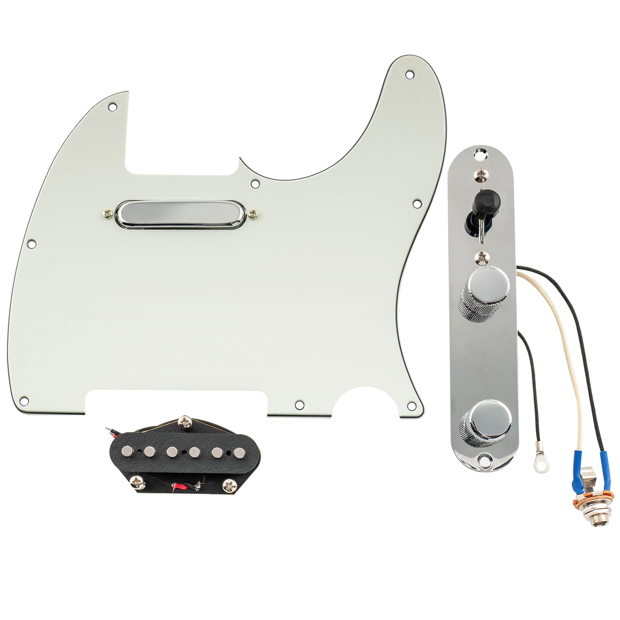 Musiclily Pro Pre-wired Standard Tele Pickguard and Loaded Control Plate with Artec Pickups Alnico 5 Magnet for TL Style Electric Guitar, 3ply Aged White