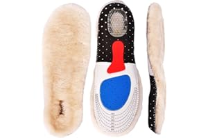 MEL&SYD Sheepskin Insoles Unisex Cozy Warm Durable Soft Winter Sheep Thick Wool Fluffy Fleece Shearling Replacement Inserts Anti-Slip Shoe-Pad for Leather Shoes Boots Slippers Wellies Clog Running Shoes