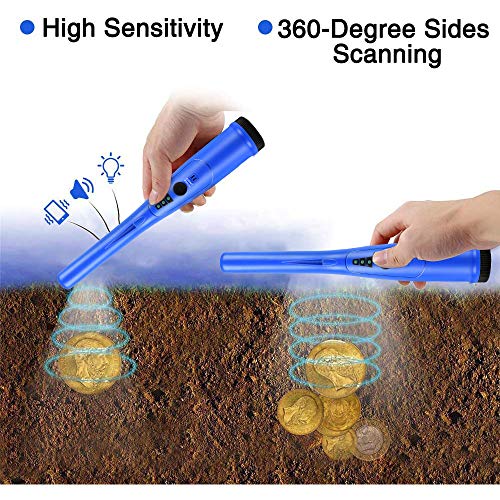 SUMGOTT Pinpointer Metal Detector, Gold Metal Detector Handheld Pinpointer Probe Waterproof with High Accuracy for Treasure Hunting with Waterproof Bag 9V Battery (Included) Blue