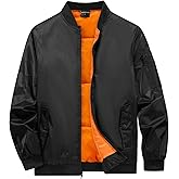 TRUPPALAND Men's Bomber Jacket, Warm Jackets Fall Winter Full Zipper Windbreaker Casual Coat