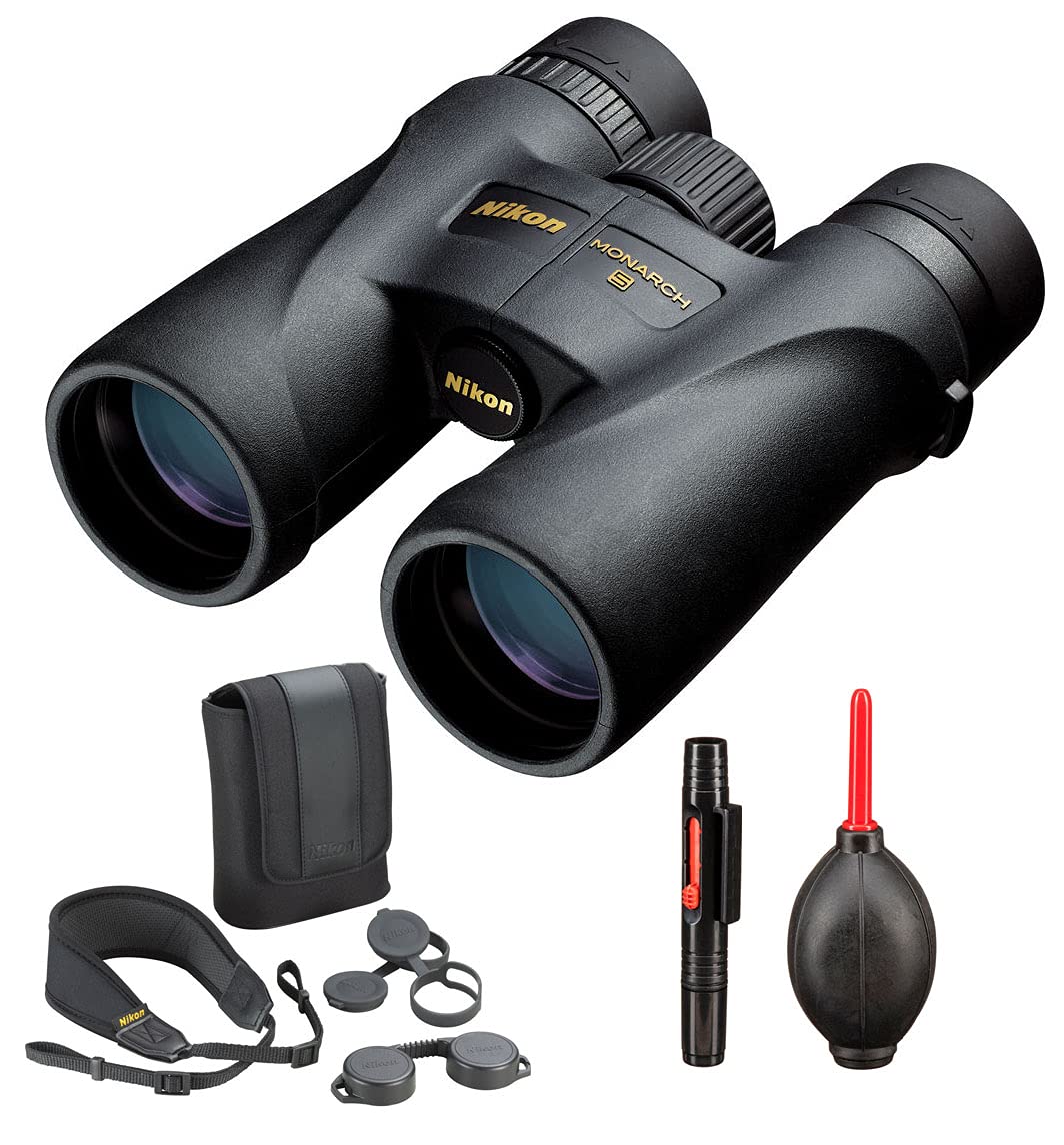 Nikon 10x42 Monarch 5 Binocular Waterproof, Fogproof with Accessory Bundle (Cleaning Pen and air Blower), Black