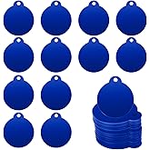 25 Pack Metal Stamping Blanks - 1.18 Inch Round Blue Aluminum Tags for Keychain, Dog Tags, Engraving, Crafts - Metal Discs