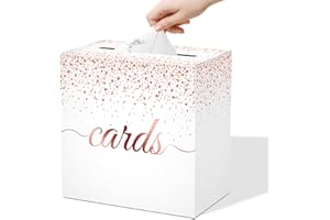 WNINK Rose Gold Cards Box, Party Gift Card Box Receiving Cards Box for Wedding, Bridal Shower, Baby Shower, Birthday, Graduation, Anniversaries, Money Box Party Decorations Supplies