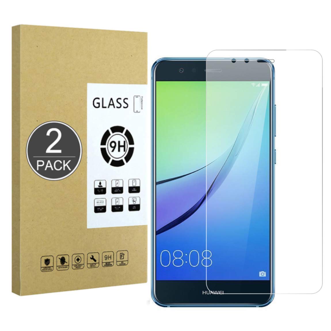 E-Hamii [2-Pack Screen Protector Compatible with Huawei Nova, 0.26mm HD Anti-Scratch and Anti-fingerprint Protect Film, 9H Tempered Glass Protective Cover[Bubble-Free]