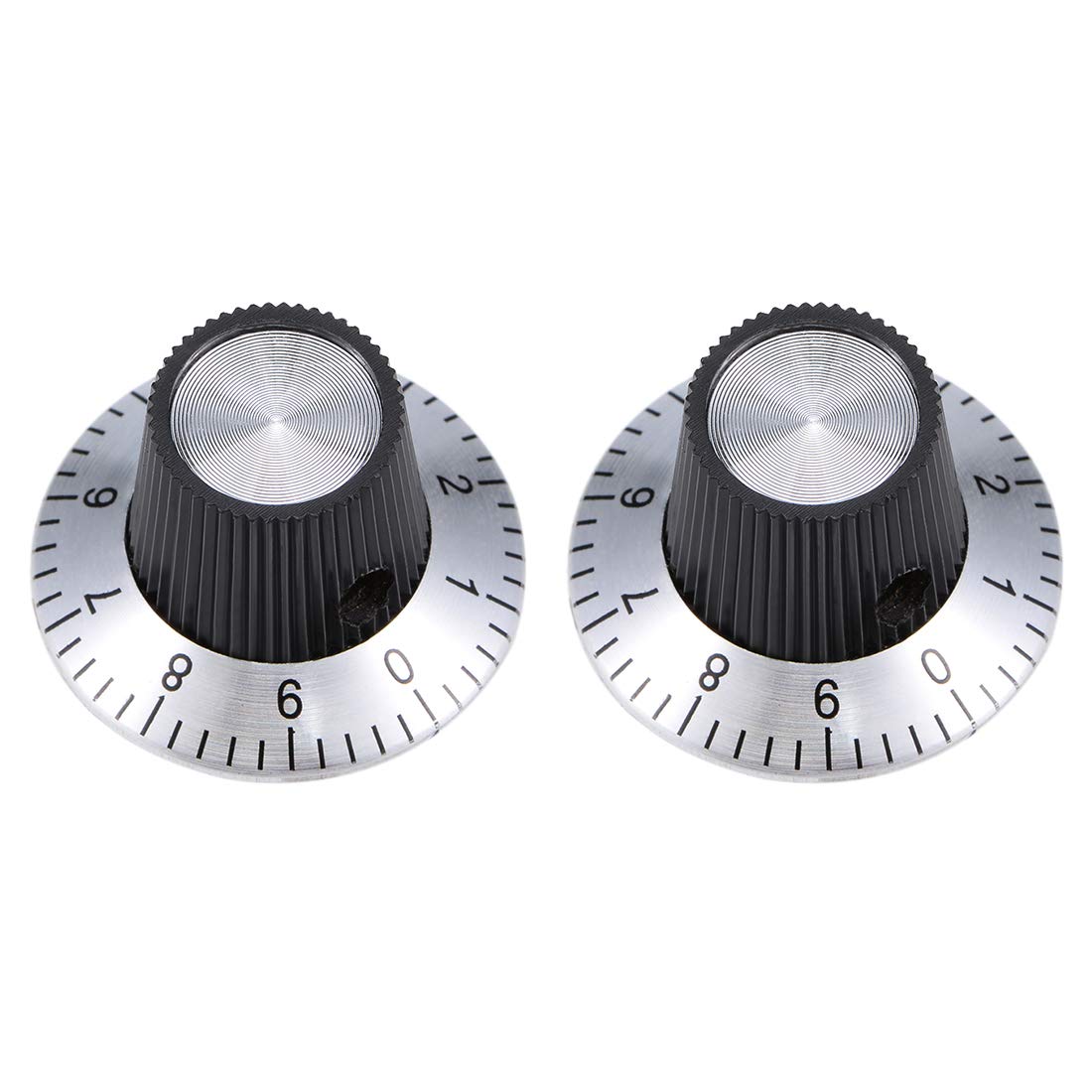 sourcing map 2Pcs 29x18mm Aluminium Alloy Potentiometer Volume Control Rotary W Dial Face Plate,for 6mm Diameter Shaft Guitar Volume Knob.