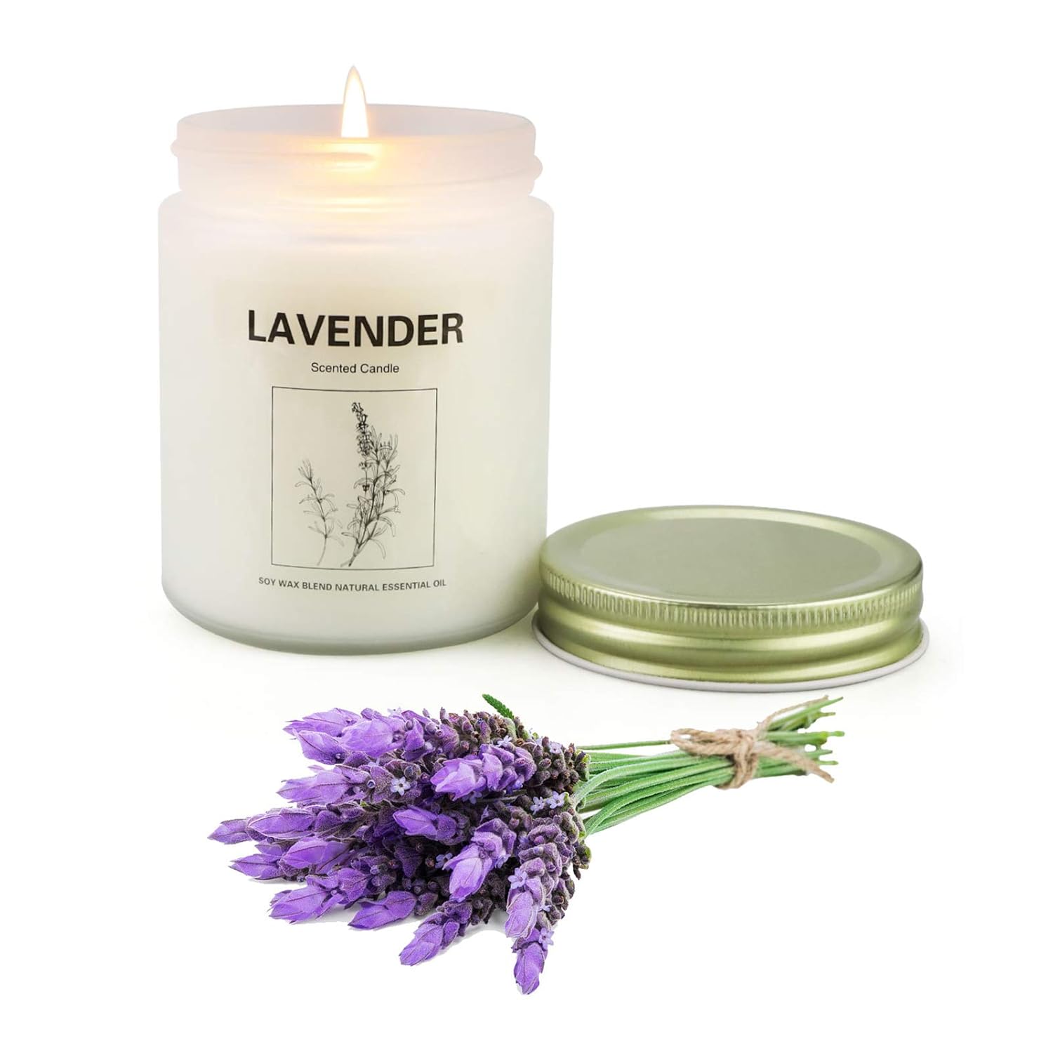 Lavender Candles for Women, Scented Candles Made with Soy Wax, 10 Ounce, 50 Hours Burn Time, Long Lasting Scented - Lavender: Home Improvement