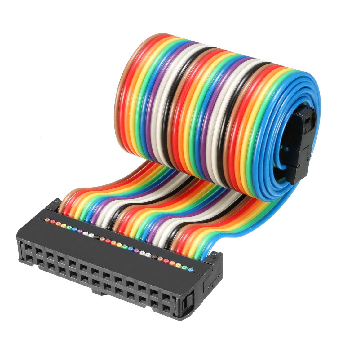 sourcing map IDC Rainbow Wire Flat Ribbon Cable 26 Pins 43cm Length 2.54mm Pitch Type-C