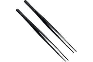 Urxirha 2-Piece 8-Inch Black Stainless Steel Culinary Plating Tweezers