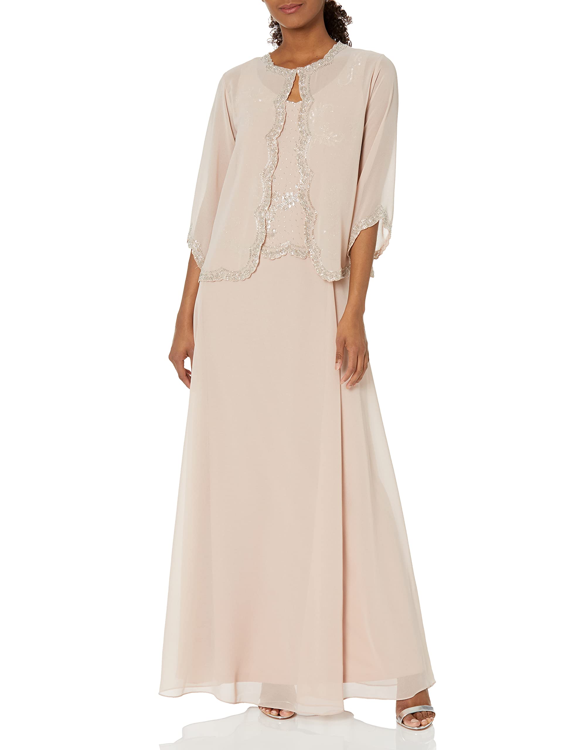 Photo 1 of J Kara Women's Beaded Jacket Dress, Blush/Multi, 14