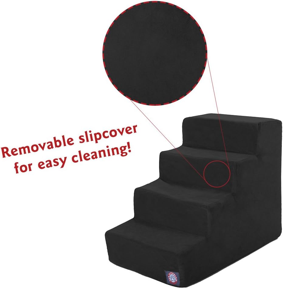 4 Step Black Velvet Suede Pet Stairs By Majestic Pet Products : Pet Supplies