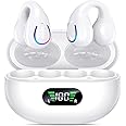 Open Ear Clip Wireless Earbuds Bluetooth 5.3, Sports Earphones Built-in Microphone with Earhooks & Ear Hook, Wireless Charging Case & Display, Waterproof Fitness Headphones for Running