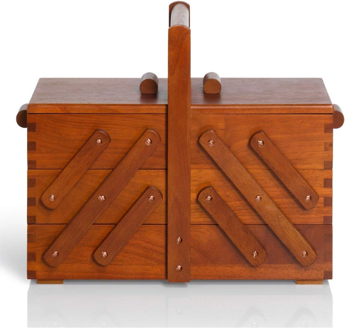 Prym Dark Wood Sewing Box Medium Brown 612549