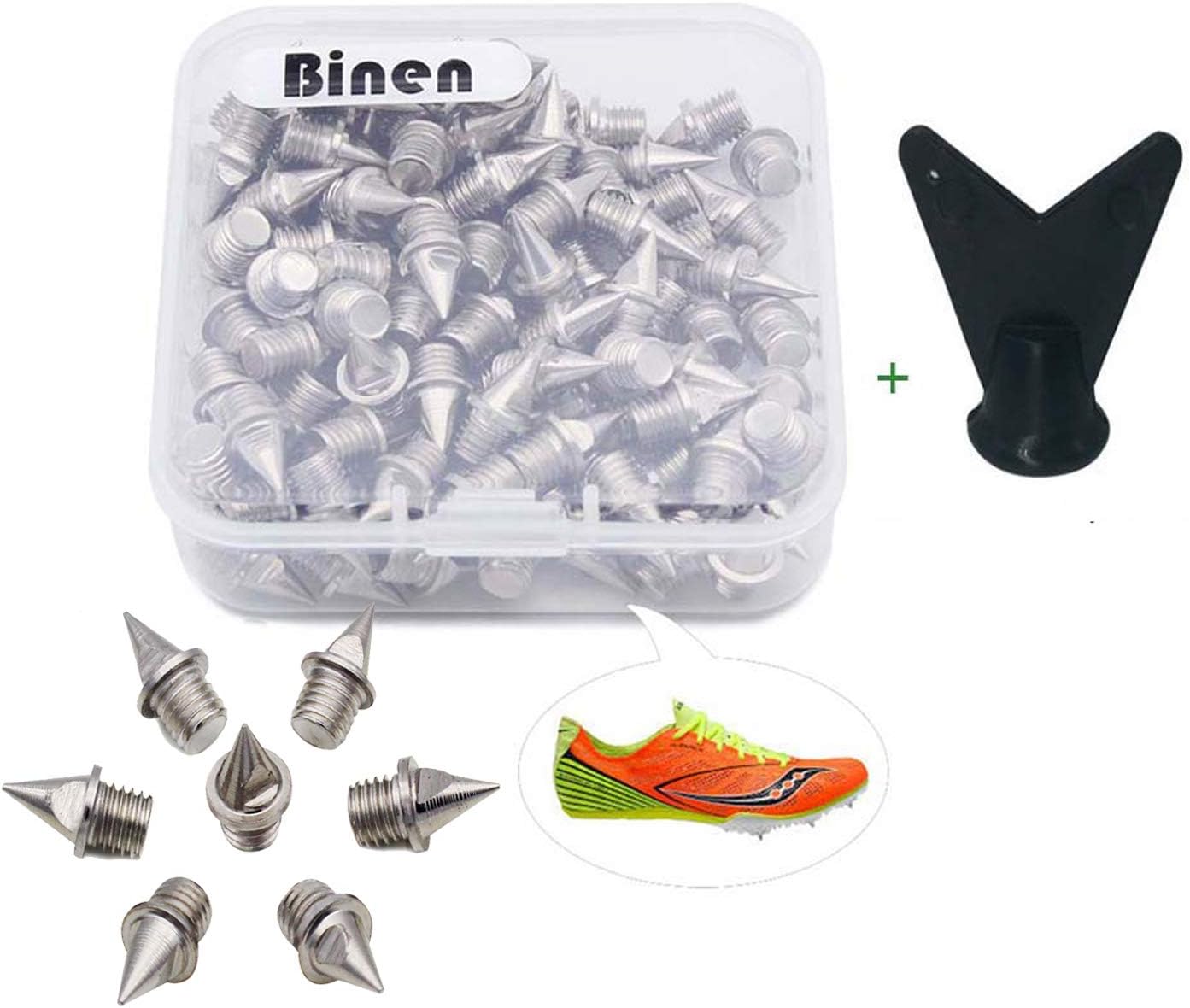 Track Spikes 1/4" Length Pyramid Shoes Spike Replacements Stainless Steel for Track Sprint Cross Country with Storage Box