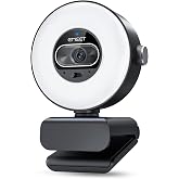 EMEET S600L 4K Webcam for Streaming with Ring Light, 1/2" Sensor, 0.2S PDAF | 4 Lighting Modes, Rainbow Effect, 2 Mics, Dial Control, 4K Webcam with Light for OBS/Twitch/YouTube/Zoom/PC/Mac