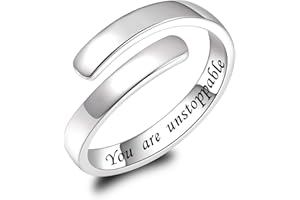 BEILIN 925 Sterling Silver Inspirational Jewelry Rings Adjustable Ring Personality Encouragement Gift for Teens Girls Women