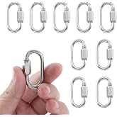 1/8 in Stainless Steel Quick Links, D-Shaped Chain Connectors, 10 Pack | 480 Lb Load Capacity, Threaded Locking Design, 304 Stainless Steel Resists Corrosion, Tool-Free Use For Chains And Ropes