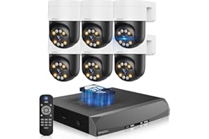 OHWOAI 《2-Way Audio & Smart Auto Tracking》4K Outdoor Wired Security Camera System,360 Degrees Security PTZ IP Cameras,Surveillance Video Equipment, Surveillance DVR Kits