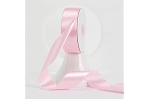 MEEDEE Pink Satin Ribbon 1-1/2 Inch Pink Ribbon Lux Satin Double Faced Satin Ribbon by 50 Yards Polyester Satin Ribbon for Crafts, DIY Crafts, Satin Weddings, Flower Bouquet, Holiday Decorating