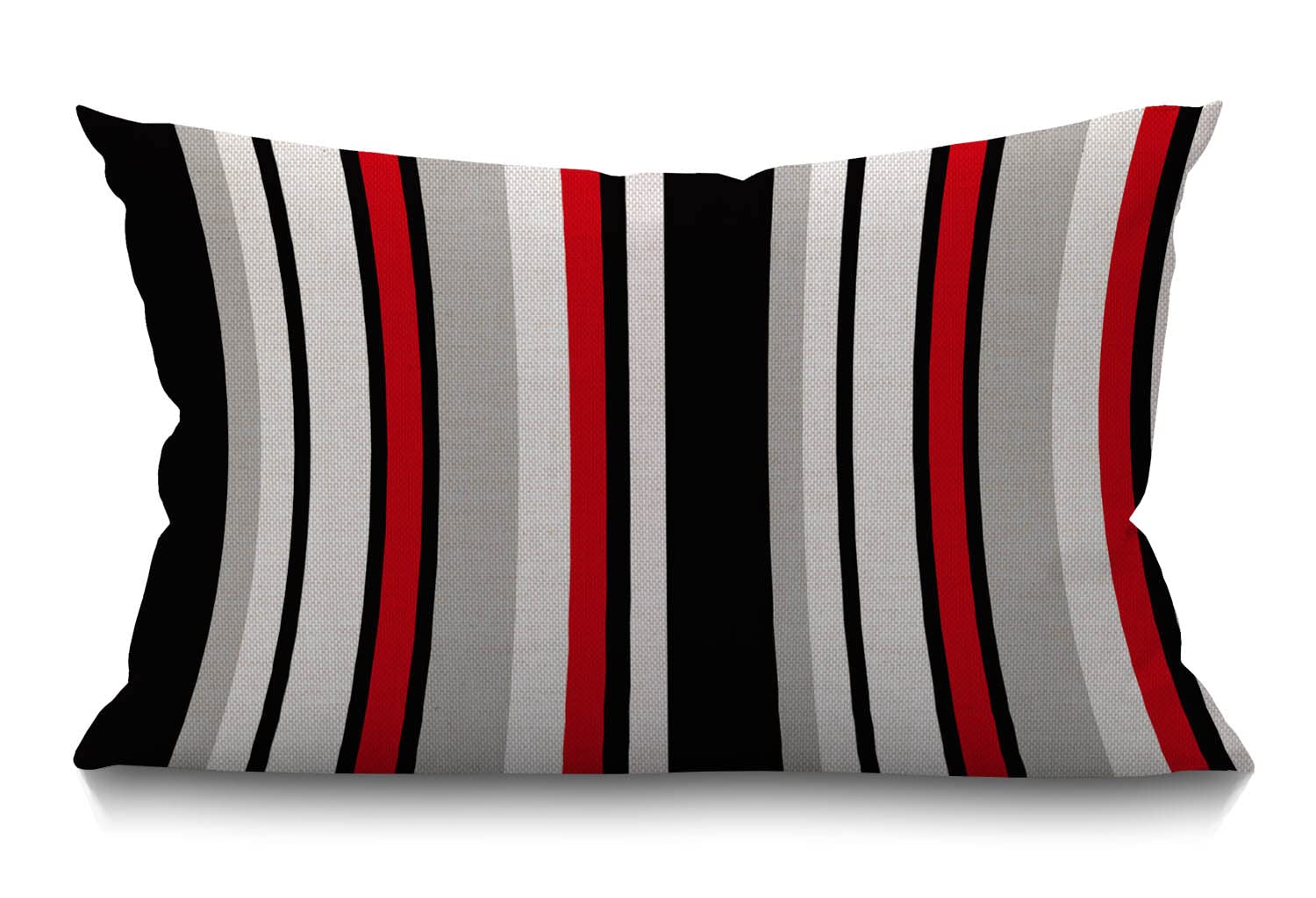 BGBDEIA Decorative Linen Cushion Covers 30 x 50 cm (12" x 20") Rectangular Retro striped lines black white and red Throw Pillow Covers for Garden Patio Living Room Couch Sofa