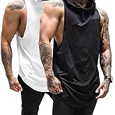 ZUEVI Men's Gym Muscle Hooded Tank Tops Sleeveless Workout Hoodies Shirts Bodybuilding Stringer T Shirt